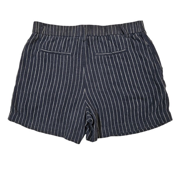 A New Day Pleated Front Pin Stripped Linen Blend Shorts, Navy/Cream, 12 - Picture 4 of 10